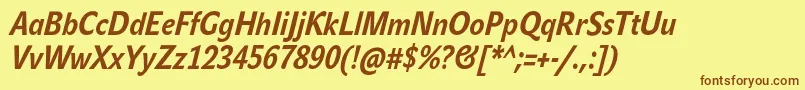 JohnsanscondTextProBoldItalic Font – Brown Fonts on Yellow Background