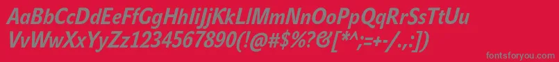 JohnsanscondTextProBoldItalic-Schriftart – Graue Schriften auf rotem Hintergrund