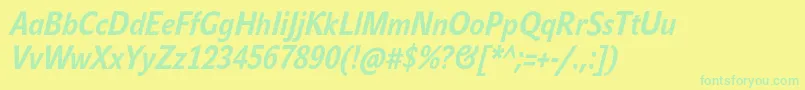 JohnsanscondTextProBoldItalic-Schriftart – Grüne Schriften auf gelbem Hintergrund