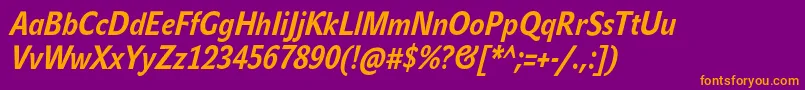 JohnsanscondTextProBoldItalic Font – Orange Fonts on Purple Background
