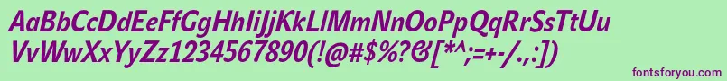 JohnsanscondTextProBoldItalic Font – Purple Fonts on Green Background