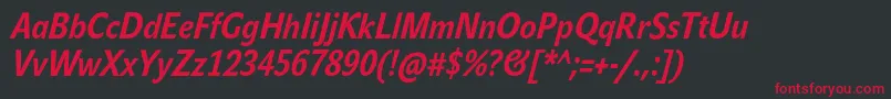 JohnsanscondTextProBoldItalic Font – Red Fonts on Black Background