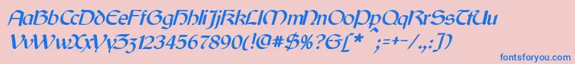 フォントCyrodiilItalic – ピンクの背景に青い文字