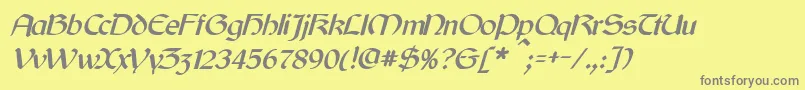 フォントCyrodiilItalic – 黄色の背景に灰色の文字