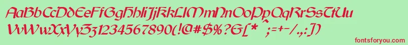 CyrodiilItalic Font – Red Fonts on Green Background