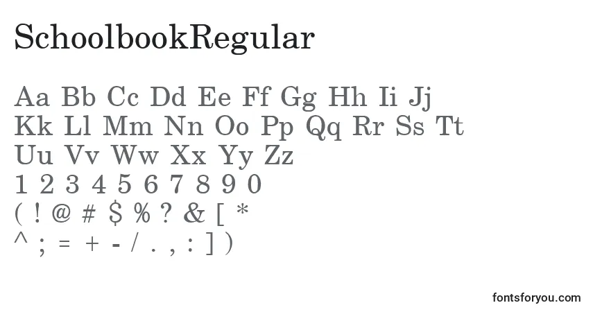 A fonte SchoolbookRegular – alfabeto, números, caracteres especiais