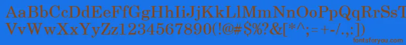 SchoolbookRegular-Schriftart – Braune Schriften auf blauem Hintergrund