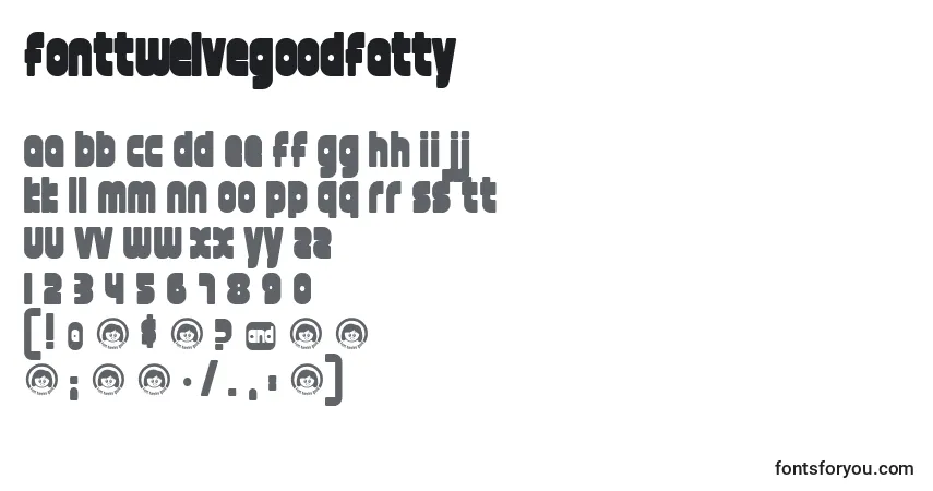 Czcionka FontTwelveGoodFatty – alfabet, cyfry, specjalne znaki