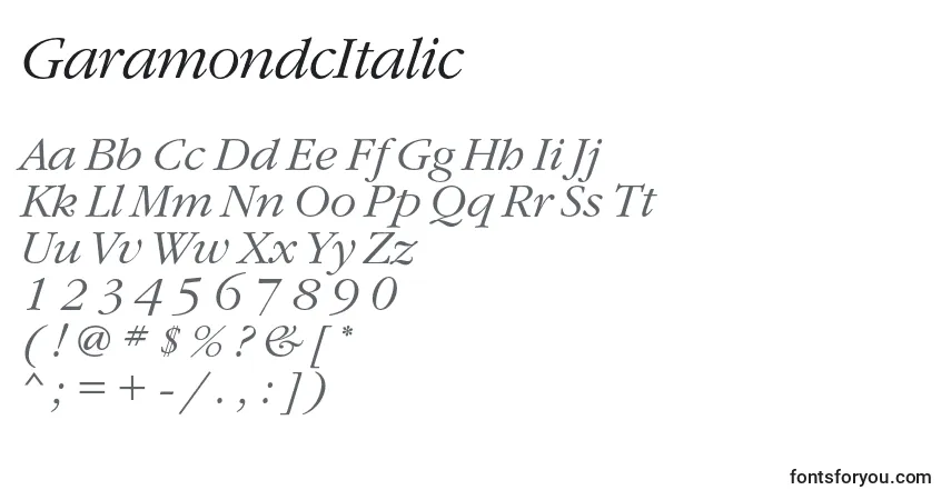 GaramondcItalic Font – alphabet, numbers, special characters