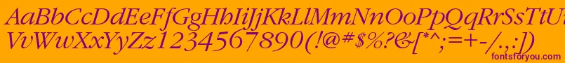 GaramondcItalic Font – Purple Fonts on Orange Background