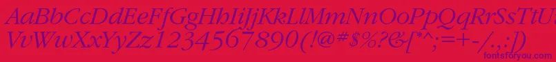 GaramondcItalic Font – Purple Fonts on Red Background