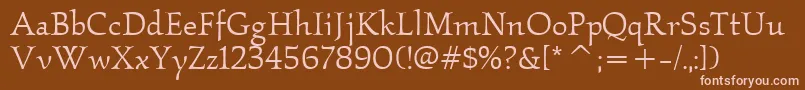Więcej informacji o czcionce KallositcTtBook Czcionka KallositcTtBook – różowe czcionki na brązowym tle