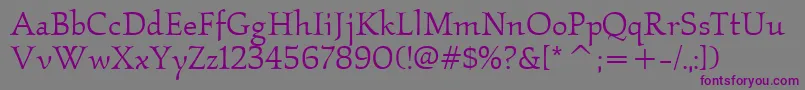 Weitere Informationen zur KallositcTtBook-Schriftart KallositcTtBook-Schriftart – Violette Schriften auf grauem Hintergrund