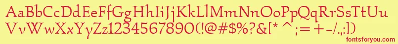 フォントKallositcTtBook – 赤い文字の黄色い背景