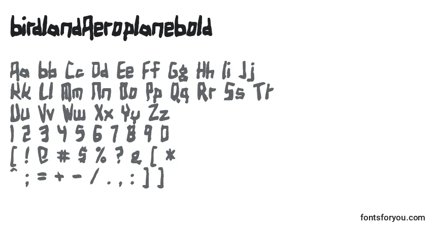 Шрифт BirdlandAeroplaneBold – алфавит, цифры, специальные символы