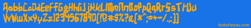 フォントBirdlandAeroplaneBold – オレンジ色の文字が青い背景にあります。