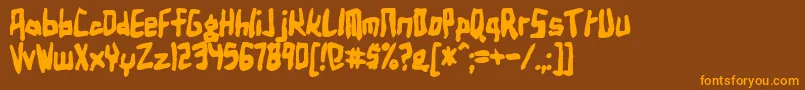 フォントBirdlandAeroplaneBold – オレンジ色の文字が茶色の背景にあります。