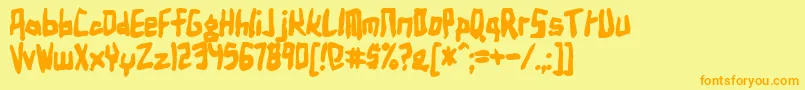 フォントBirdlandAeroplaneBold – オレンジの文字が黄色の背景にあります。