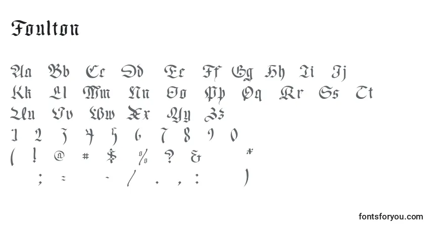 Schriftart Foulton – Alphabet, Zahlen, spezielle Symbole