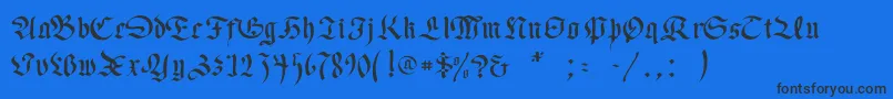 Foulton-Schriftart – Schwarze Schriften auf blauem Hintergrund