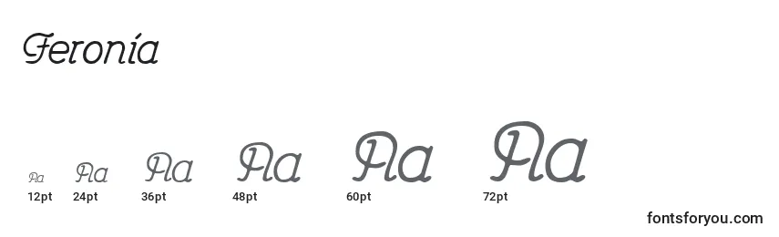 Размеры шрифта Feronia