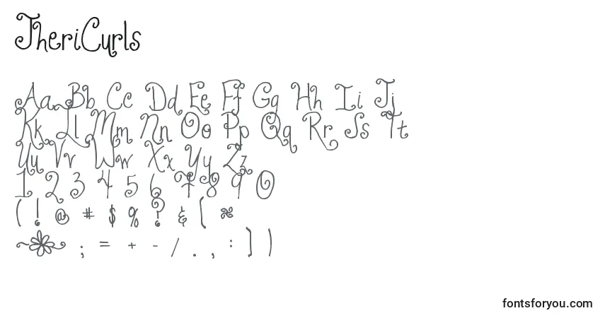 Schriftart JheriCurls – Alphabet, Zahlen, spezielle Symbole