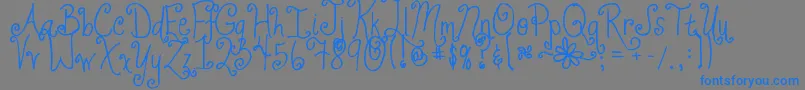 フォントJheriCurls – 灰色の背景に青い文字