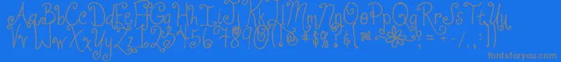 フォントJheriCurls – 青い背景に灰色の文字