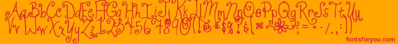 フォントJheriCurls – オレンジの背景に赤い文字