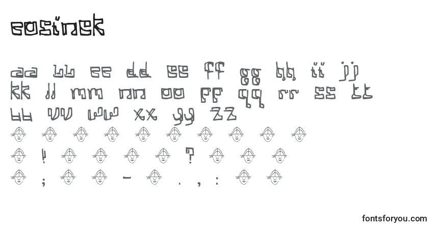 Czcionka Cosinek – alfabet, cyfry, specjalne znaki