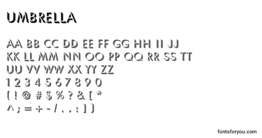 Umbrella Font – alphabet, numbers, special characters