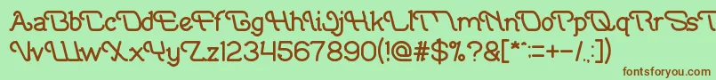 フォントIndonesiaTanahAirBeta – 緑の背景に茶色のフォント