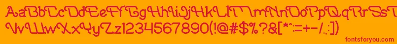 IndonesiaTanahAirBeta-Schriftart – Rote Schriften auf orangefarbenem Hintergrund