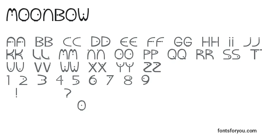 A fonte Moonbow – alfabeto, números, caracteres especiais