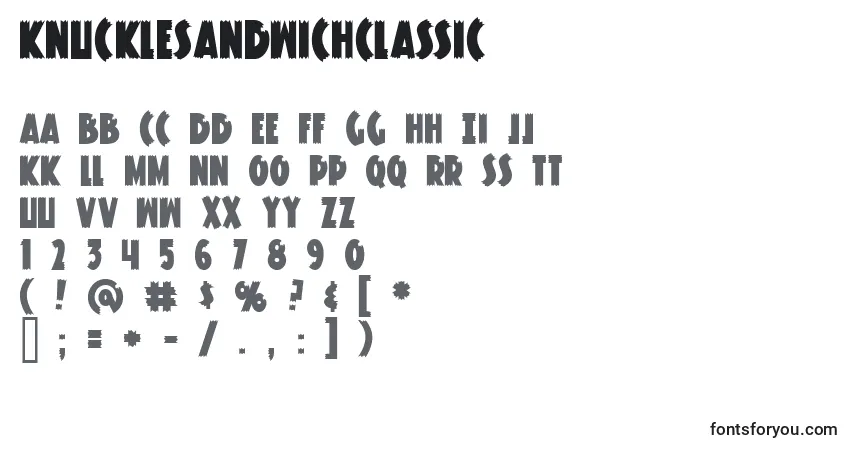 Czcionka KnuckleSandwichClassic – alfabet, cyfry, specjalne znaki