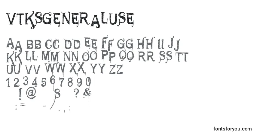 Czcionka Vtksgeneraluse – alfabet, cyfry, specjalne znaki