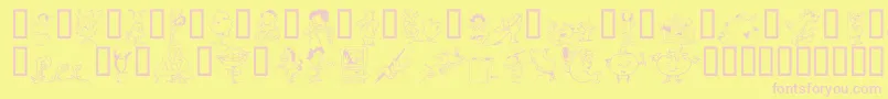 DfSituationsOneitctt-fontti – vaaleanpunaiset fontit keltaisella taustalla
