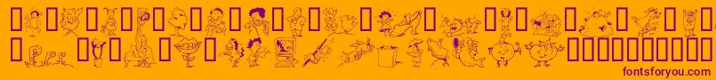 DfSituationsOneitctt-fontti – violetit fontit oranssilla taustalla