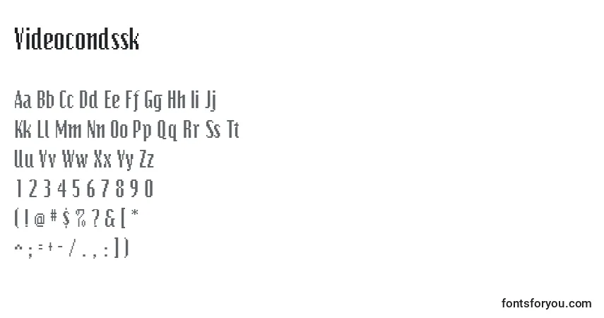 Czcionka Videocondssk – alfabet, cyfry, specjalne znaki