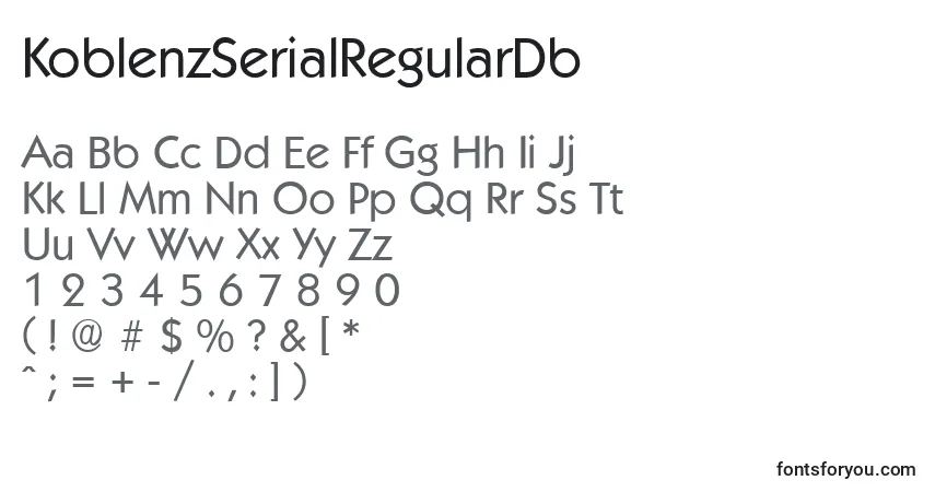KoblenzSerialRegularDb-fontti – aakkoset, numerot, erikoismerkit
