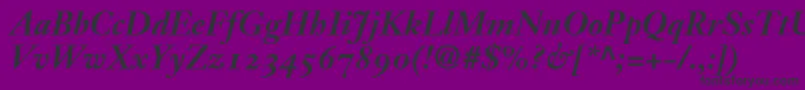 JansonText76BoldItalicOldstyleFigures-Schriftart – Schwarze Schriften auf violettem Hintergrund