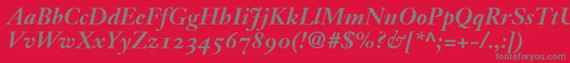 JansonText76BoldItalicOldstyleFigures Font – Gray Fonts on Red Background