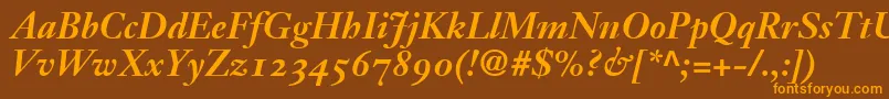 JansonText76BoldItalicOldstyleFigures Font – Orange Fonts on Brown Background