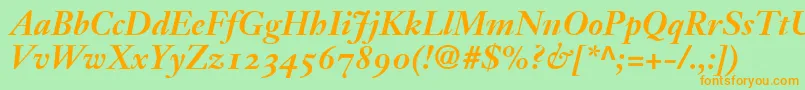 JansonText76BoldItalicOldstyleFigures Font – Orange Fonts on Green Background