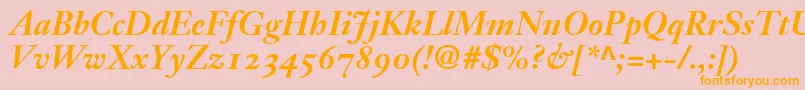 JansonText76BoldItalicOldstyleFigures Font – Orange Fonts on Pink Background