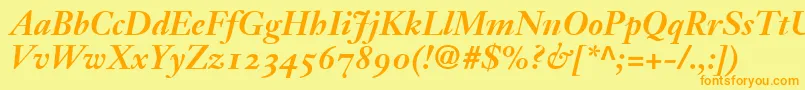 JansonText76BoldItalicOldstyleFigures Font – Orange Fonts on Yellow Background