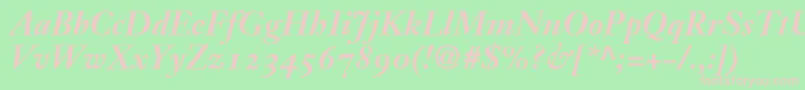 JansonText76BoldItalicOldstyleFigures-Schriftart – Rosa Schriften auf grünem Hintergrund