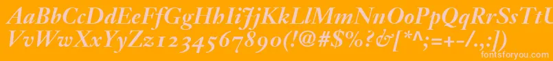 JansonText76BoldItalicOldstyleFigures-Schriftart – Rosa Schriften auf orangefarbenem Hintergrund