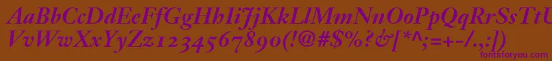 JansonText76BoldItalicOldstyleFigures Font – Purple Fonts on Brown Background