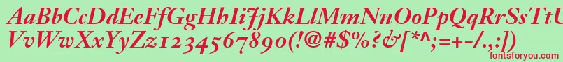 JansonText76BoldItalicOldstyleFigures Font – Red Fonts on Green Background